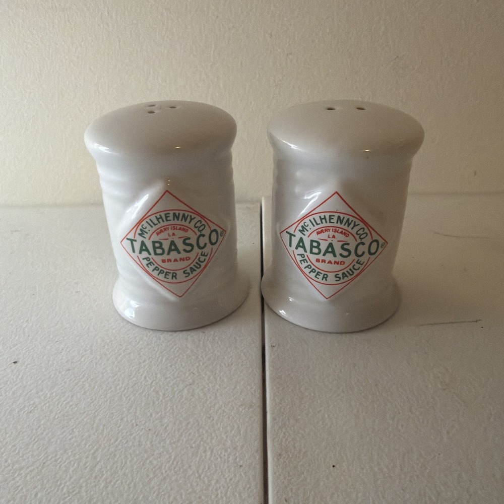 Tabasco Pepper Sauce McIlhenny Co Salt and Pepper Shakers Vintage Ceramic